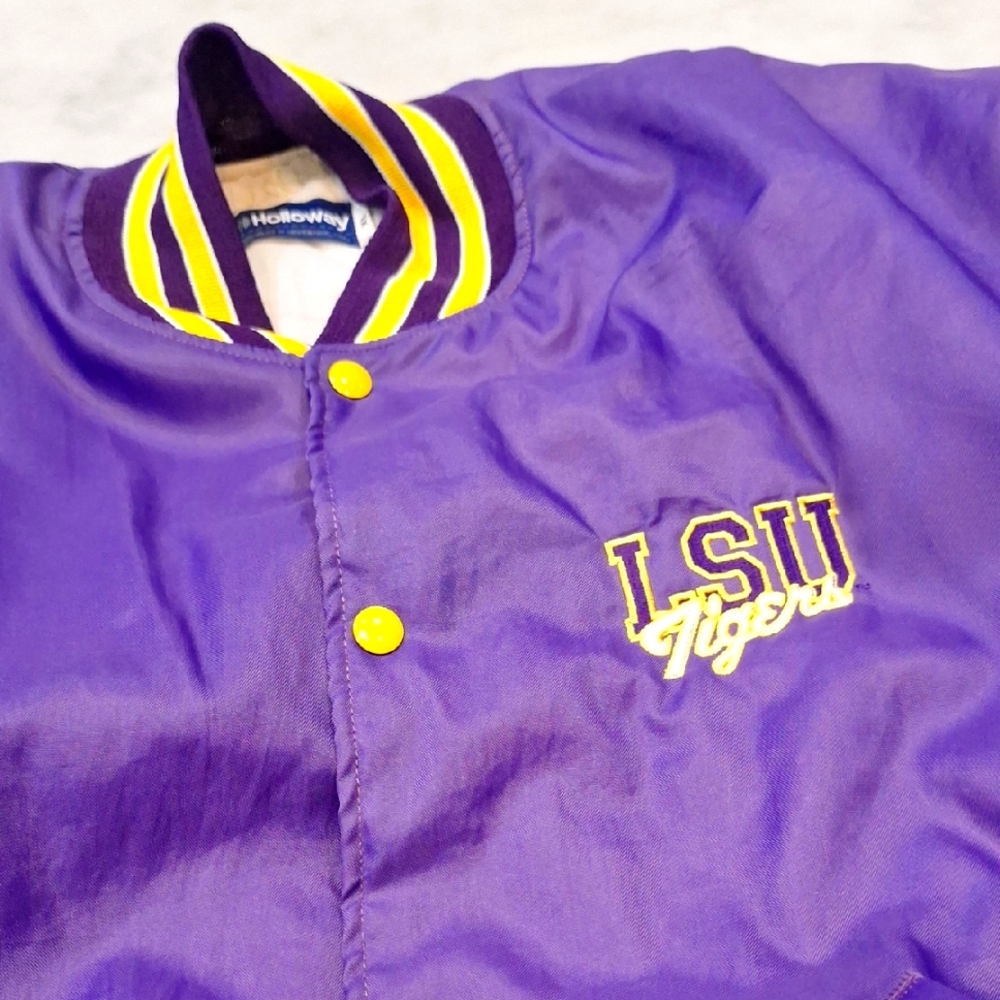 VTG Holloway Purple Gold LSU Tigers Bomber‎ Jacket See Measurements Lg-XL Unisex